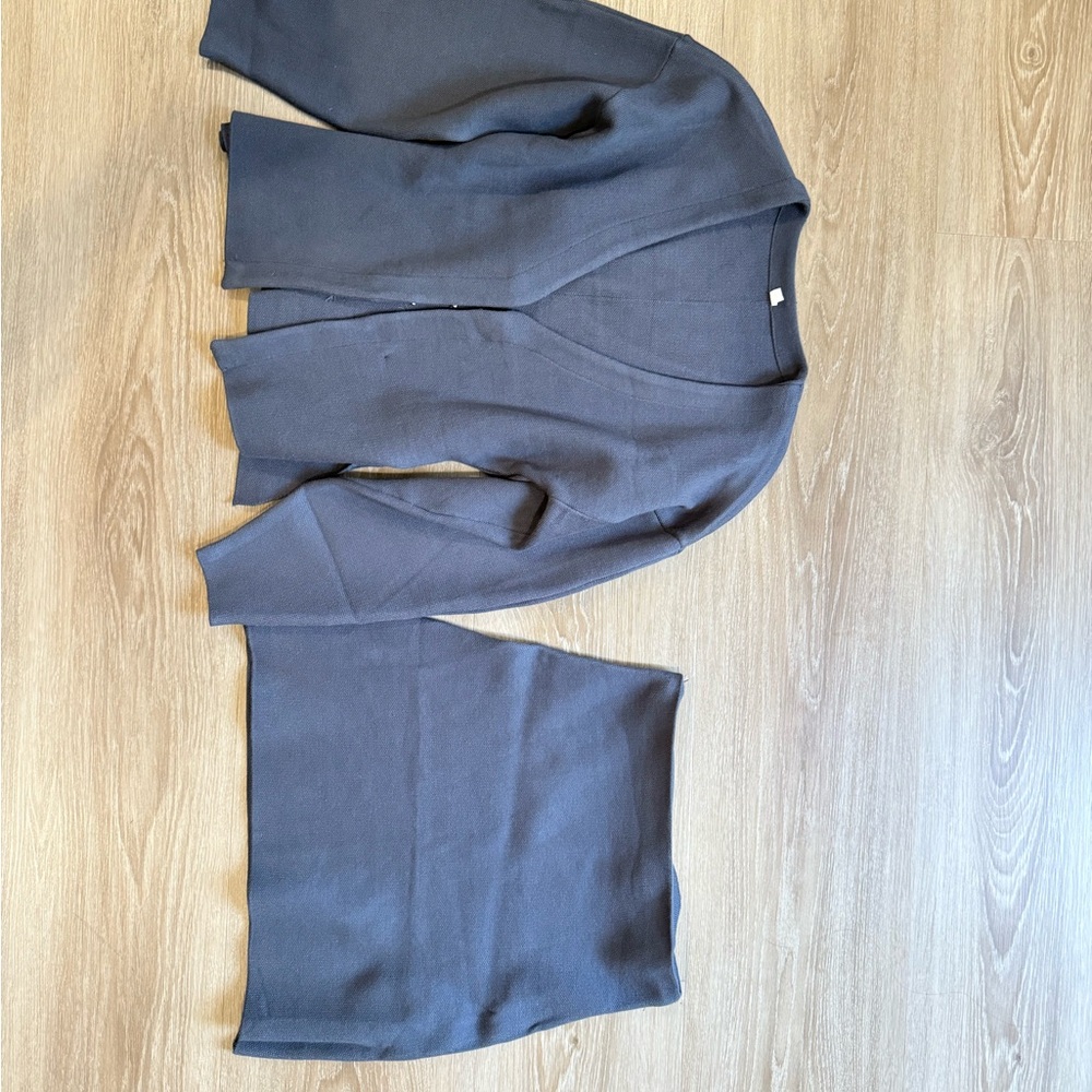Gray Knit Cardigan and Skirt Set
